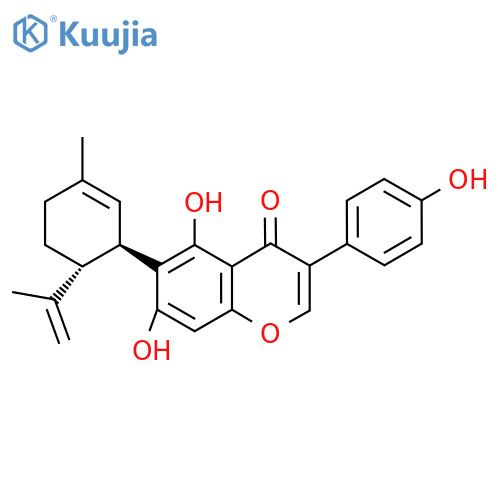5,7-Dihydroxy-3-(4-hydroxyphenyl)-6-[(1R,6R)-3-methyl-6-prop-1-en-2-ylcyclohex-2-en-1-yl]chromen-4-one structure
