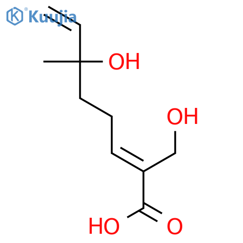 (2E)-6-hydroxy-2-hydroxymethyl-6-methyl-2,7-octadienoic acid structure