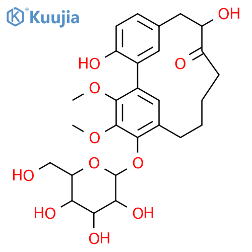 3,8-Dihydroxy-16,17-dimethoxy-15-[3,4,5-trihydroxy-6-(hydroxymethyl)oxan-2-yl]oxytricyclo[12.3.1.12,6]nonadeca-1(17),2,4,6(19),14(18),15-hexaen-9-one structure