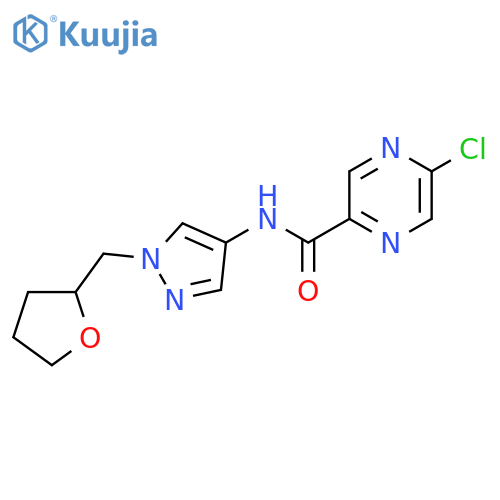 5-chloro-N-{1-[(oxolan-2-yl)methyl]-1H-pyrazol-4-yl}pyrazine-2-carboxamide structure