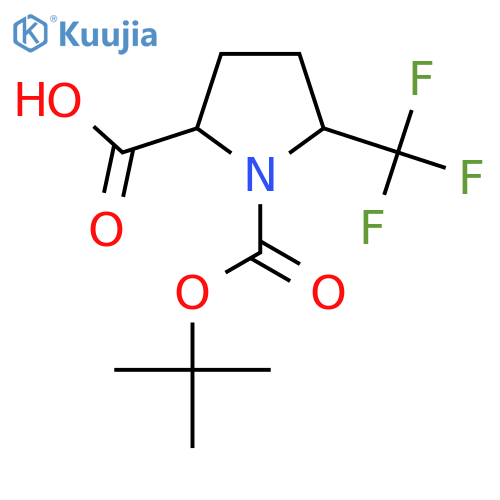 1-(tert-butoxy)carbonyl-5-(trifluoromethyl)pyrrolidine-2-carboxylic acid structure