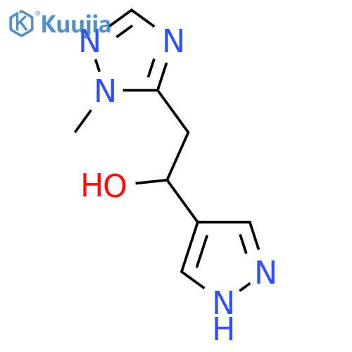 2-(1-methyl-1H-1,2,4-triazol-5-yl)-1-(1H-pyrazol-4-yl)ethan-1-ol structure