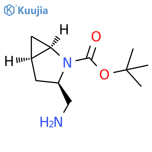 tert-butyl (1R,3R,5R)-3-(aminomethyl)-2-azabicyclo[3.1.0]hexane-2-carboxylate structure