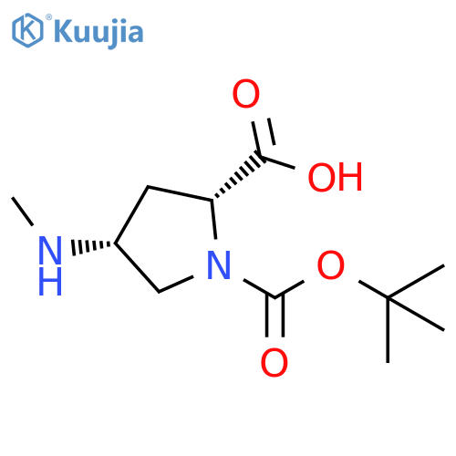 (2R,4R)-1-tert-butoxycarbonyl-4-(methylamino)pyrrolidine-2-carboxylic acid structure