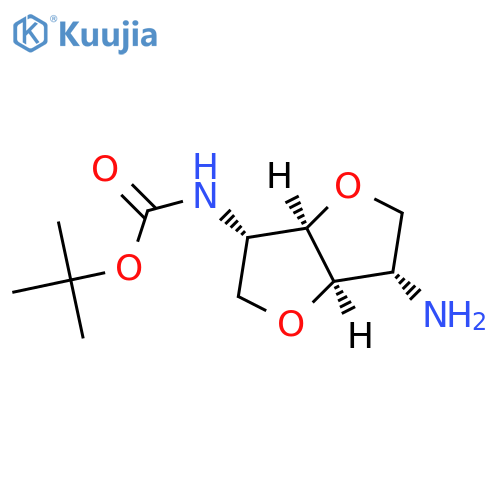 tert-butyl N-(3S,3aR,6S,6aR)-6-amino-hexahydrofuro3,2-bfuran-3-ylcarbamate structure