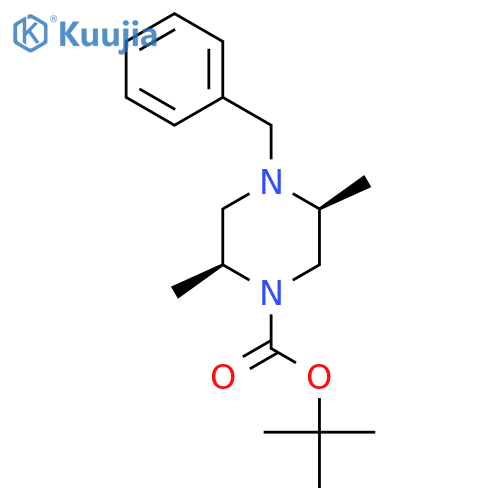 (2S,5S)-4-Benzyl-2,5-dimethyl-piperazine-1-carboxylic acid tert-butyl ester structure