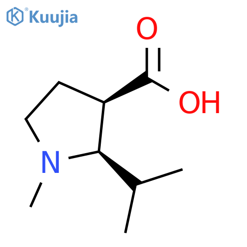 (2R,3R)-1-methyl-2-(propan-2-yl)pyrrolidine-3-carboxylic acid structure