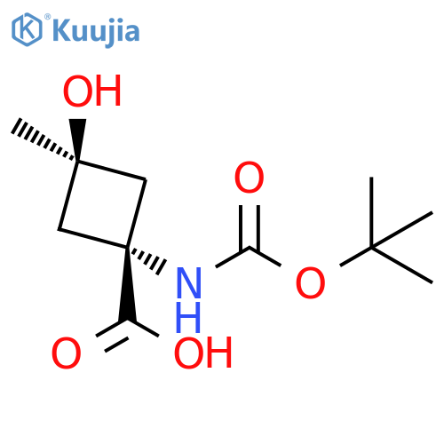 (1s,3r)-1-{(tert-butoxy)carbonylamino}-3-hydroxy-3-methylcyclobutane-1-carboxylic acid structure