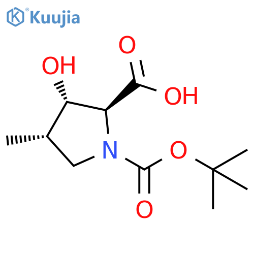 (2S,3S,4S)-1-[(tert-butoxy)carbonyl]-3-hydroxy-4-methylpyrrolidine-2-carboxylic acid structure
