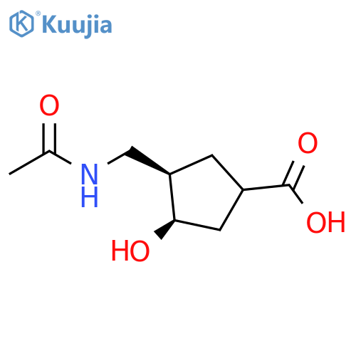 Cyclopentanecarboxylic acid, 3-[(acetylamino)methyl]-4-hydroxy-, (3R,4R)- structure