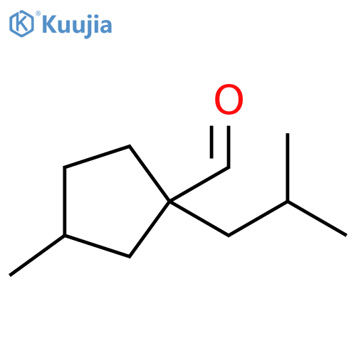 3-methyl-1-(2-methylpropyl)cyclopentane-1-carbaldehyde structure