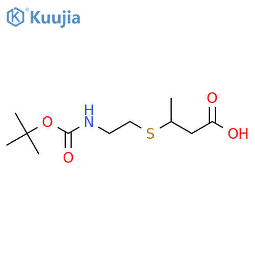 3-(2-{(tert-butoxy)carbonylamino}ethyl)sulfanylbutanoic acid structure