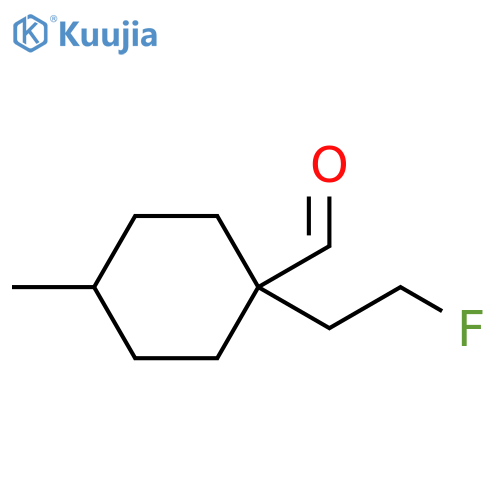 1-(2-fluoroethyl)-4-methylcyclohexane-1-carbaldehyde structure
