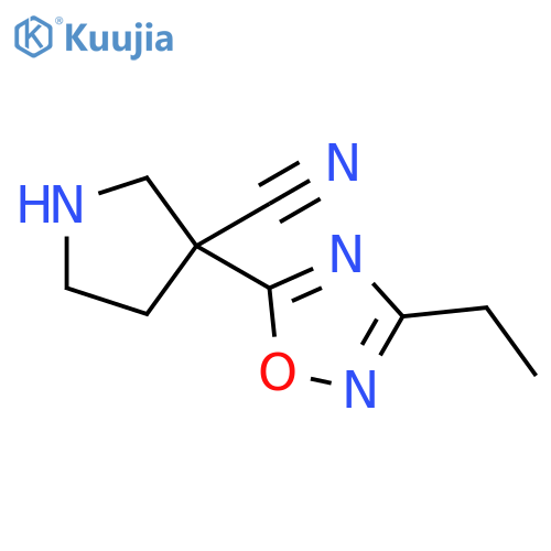 3-(3-ethyl-1,2,4-oxadiazol-5-yl)pyrrolidine-3-carbonitrile structure