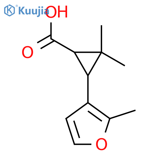 2,2-dimethyl-3-(2-methylfuran-3-yl)cyclopropane-1-carboxylic acid structure