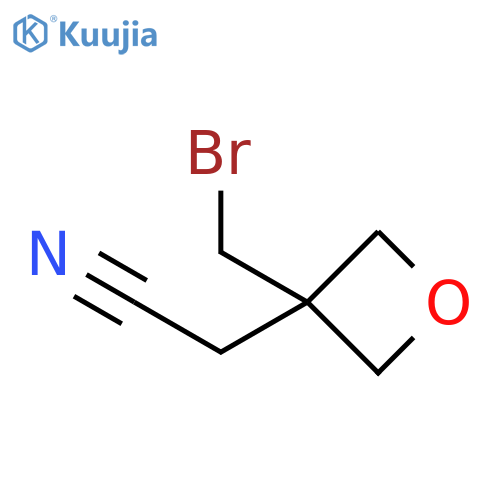 2-3-(bromomethyl)oxetan-3-ylacetonitrile structure