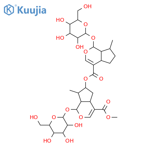 Cyclopenta[c]pyran-4-carboxylicacid, 1-(b-D-glucopyranosyloxy)-6-[[[(1S,4aS,7S,7aR)-1-(b-D-glucopyranosyloxy)-1,4a,5,6,7,7a-hexahydro-7-methylcyclopenta[c]pyran-4-yl]carbonyl]oxy]-1,4a,5,6,7,7a-hexahydro-7-methyl-,methyl ester, (1S,4aS,6S,7R,7aS)- structure
