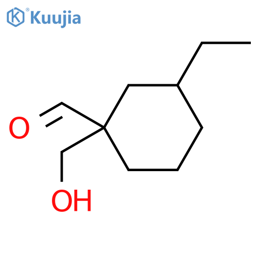 3-ethyl-1-(hydroxymethyl)cyclohexane-1-carbaldehyde structure