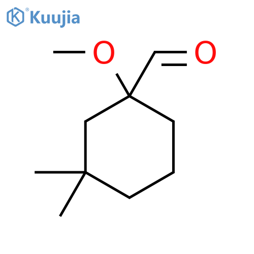 1-Methoxy-3,3-dimethylcyclohexane-1-carbaldehyde structure