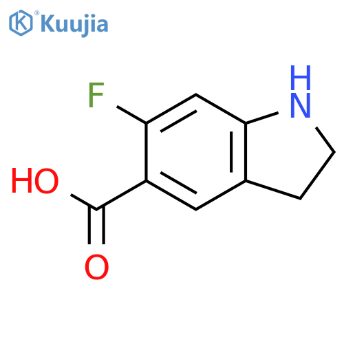 1H-Indole-5-carboxylic acid, 6-fluoro-2,3-dihydro- structure