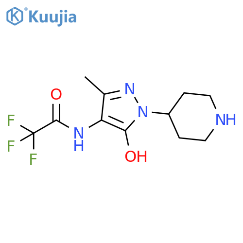 2,2,2-trifluoro-N-5-hydroxy-3-methyl-1-(piperidin-4-yl)-1H-pyrazol-4-ylacetamide structure