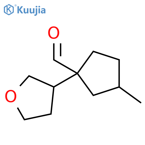 3-methyl-1-(oxolan-3-yl)cyclopentane-1-carbaldehyde structure