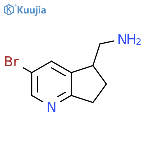 (3-bromo-6,7-dihydro-5H-cyclopenta[b]pyridin-5-yl)methanamine structure