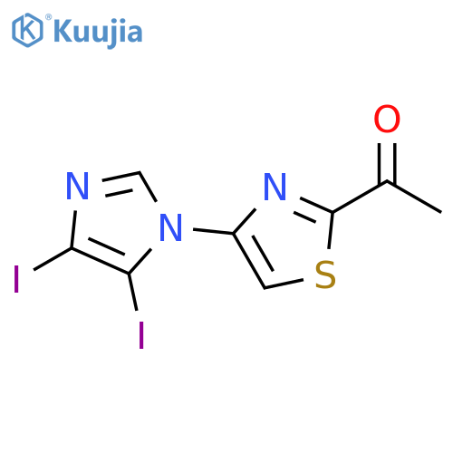 1-4-(4,5-diiodo-1H-imidazol-1-yl)-1,3-thiazol-2-ylethan-1-one structure