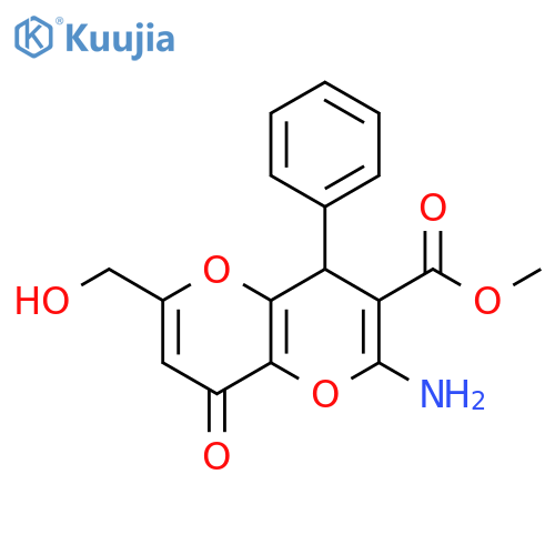 methyl 2-amino-6-(hydroxymethyl)-8-oxo-4-phenyl-4H,8H-pyrano[3,2-b]pyran-3-carboxylate structure