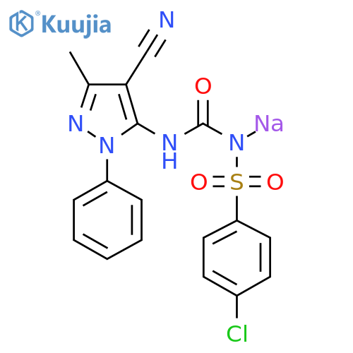 N-(4-Chlorophenylsulfonyl)-N'-(4-cyano-3-methyl-1-phenylpyrazol-5-yl)urea sodium salt structure