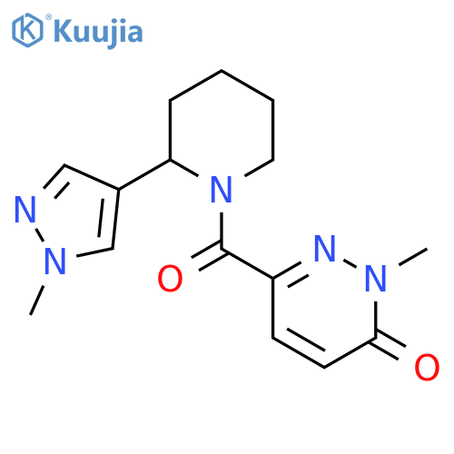 2-methyl-6-[2-(1-methyl-1H-pyrazol-4-yl)piperidine-1-carbonyl]-2,3-dihydropyridazin-3-one structure