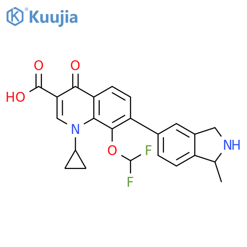 3-Quinolinecarboxylicacid,1-cyclopropyl-8-(difluoromethoxy)-7-(2,3-dihydro-1-methyl-1H-isoindol-5-yl)-1,4-dihydro-4-oxo- structure