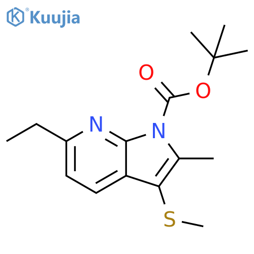 tert-butyl 6-ethyl-2-methyl-3-(methylthio)-1H-pyrrolo[2,3-b]pyridine-1-carboxylate structure