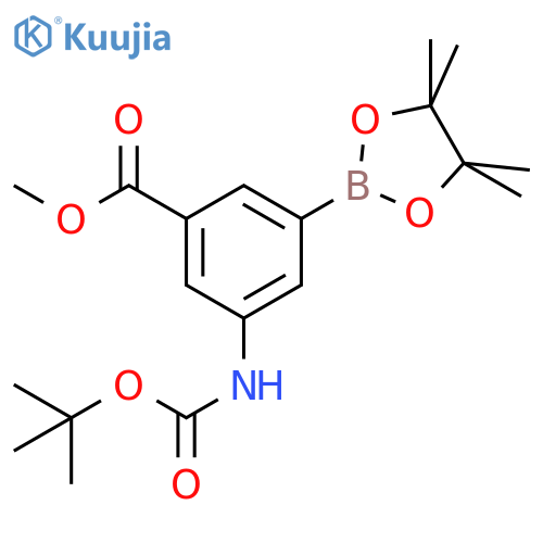 Methyl 3-((tert-butoxycarbonyl)amino)-5-(4,4,5,5-tetramethyl-1,3,2-dioxaborolan-2-yl)benzoate structure