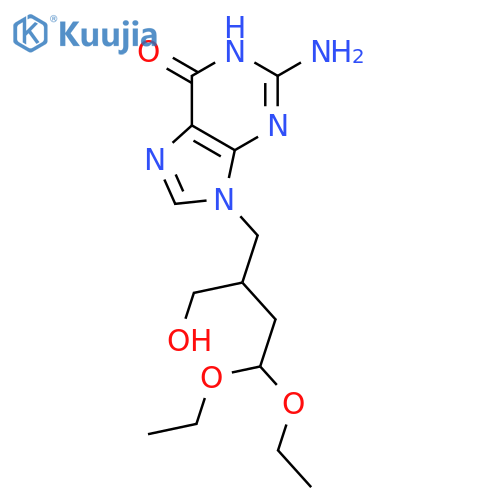 6H-Purin-6-one,2-amino-9-[(2R)-4,4-diethoxy-2-(hydroxymethyl)butyl]-1,9-dihydro- structure