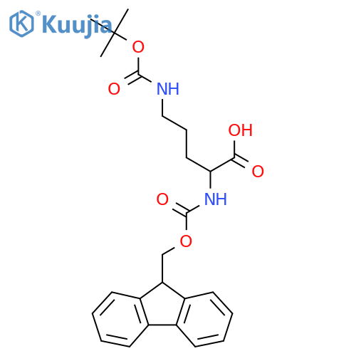 5-{[(tert-butoxy)carbonyl]amino}-2-({[(9H-fluoren-9-yl)methoxy]carbonyl}amino)pentanoic acid structure