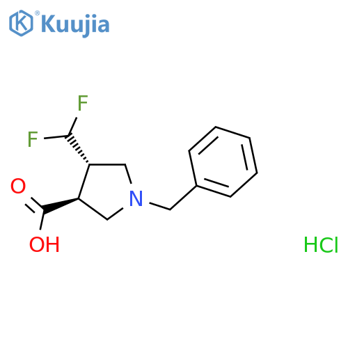 (3S,4S)-1-benzyl-4-(difluoromethyl)pyrrolidine-3-carboxylic acid hydrochloride structure
