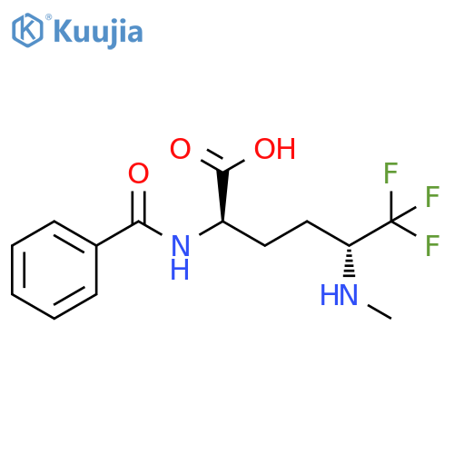 (2R,5R)-6,6,6-trifluoro-5-(methylamino)-2-(phenylformamido)hexanoic acid structure
