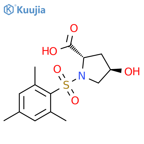 (2S,4R)-4-hydroxy-1-(2,4,6-trimethylbenzenesulfonyl)pyrrolidine-2-carboxylic acid structure