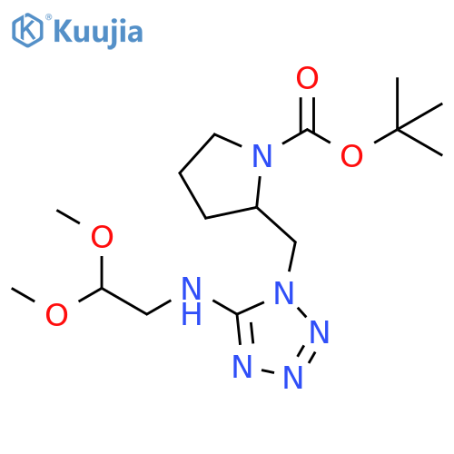 tert-butyl 2-({5-(2,2-dimethoxyethyl)amino-1H-1,2,3,4-tetrazol-1-yl}methyl)pyrrolidine-1-carboxylate structure