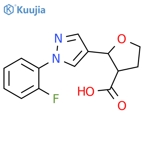 2-1-(2-fluorophenyl)-1H-pyrazol-4-yloxolane-3-carboxylic acid, Mixture of diastereomers structure