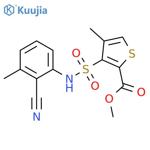 methyl 3-(2-cyano-3-methylphenyl)sulfamoyl-4-methylthiophene-2-carboxylate structure