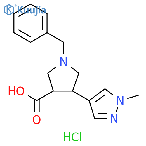 1-benzyl-4-(1-methyl-1H-pyrazol-4-yl)pyrrolidine-3-carboxylic acid dihydrochloride structure