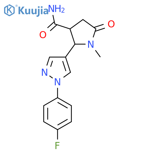 2-1-(4-fluorophenyl)-1H-pyrazol-4-yl-1-methyl-5-oxopyrrolidine-3-carboxamide structure
