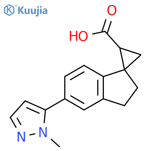 5'-(1-methyl-1H-pyrazol-5-yl)-2',3'-dihydrospirocyclopropane-1,1'-indene-2-carboxylic acid structure