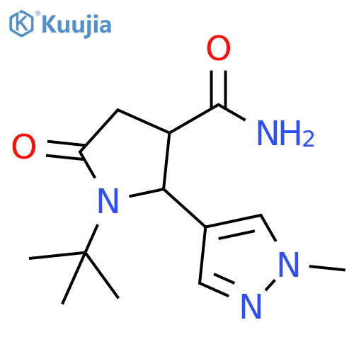 3-Pyrrolidinecarboxamide, 1-(1,1-dimethylethyl)-2-(1-methyl-1H-pyrazol-4-yl)-5-oxo- structure