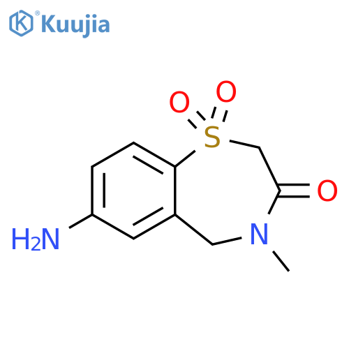 7-amino-4-methyl-2,3,4,5-tetrahydro-1lambda6,4-benzothiazepine-1,1,3-trione structure