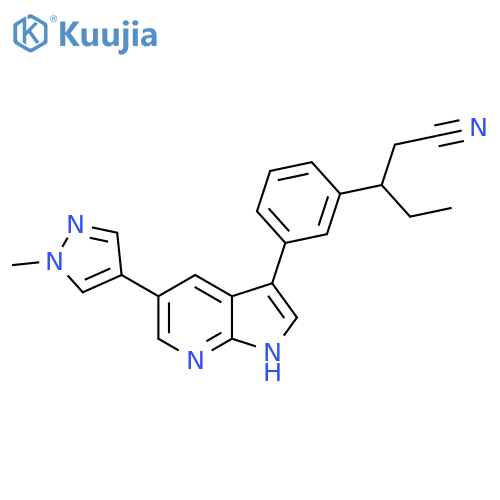 3-(3-(5-(1-Methyl-1H-pyrazol-4-yl)-1H-pyrrolo[2,3-b]pyridin-3-yl)phenyl)pentanenitrile structure
