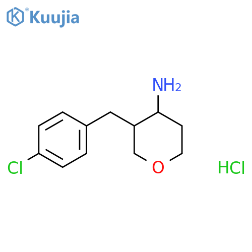 3-(4-Chlorobenzyl)tetrahydro-2H-pyran-4-amine hydrochloride structure