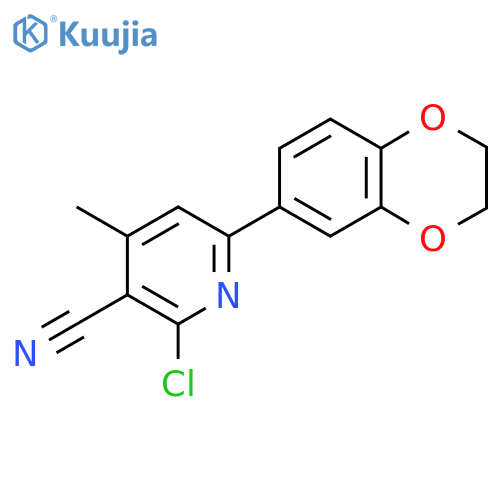 2-Chloro-6-(2,3-dihydrobenzo[B][1,4]dioxin-6-YL)-4-methylnicotinonitrile structure